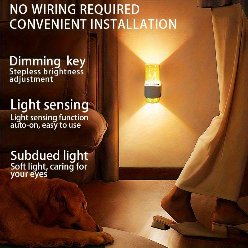 Night Lights Plug-In 2 Pack, Dimmable 3000K Warm LED, Auto Light Sensor, Modern Wall Night Light for Hallway, Bedroom & Living Room