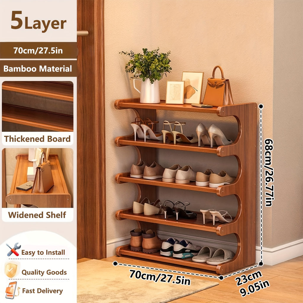 Bamboo Shoe Rack 3, 5 or 6-Tier Wide Wood Grain Finish – Freestanding Shoe Storage Shelf Holds 6 to 24 Pairs, Easy Assembly for Entryway, Hallway, Bedroom, Living Room & Garage