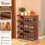 Bamboo Shoe Rack 3, 5 or 6-Tier Wide Wood Grain Finish – Freestanding Shoe Storage Shelf Holds 6 to 24 Pairs, Easy Assembly for Entryway, Hallway, Bedroom, Living Room & Garage