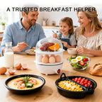 Electric Egg Cooker Steamer 1 or 2 Layer, Auto Shut-Off, Boiled & Soft-Boiled, with Descaling Accessories – Mini Breakfast Machine for Kitchen, Dorm & Office