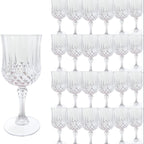 Plastic Vintage Wine Glasses Set of 24 – 7oz Unbreakable Crystal Highball Glasses for Wine, Champagne & Water | Reusable Wedding & Party Drinkware
