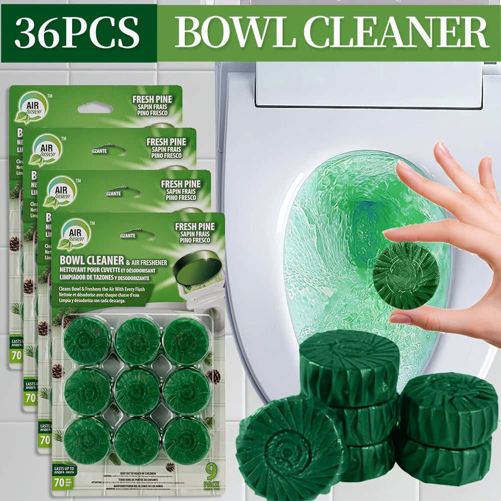 Toilet Bowl Cleaner Tablets 9/36 Pack – Automatic Flush Freshener, Long-Lasting Deodorizer, Stain Remover for Home & RV Toilets