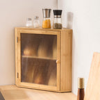 Corner Bread Box for Kitchen Counter Double Layer Bamboo Bread Storage Bin with Adjustable Divider & Acrylic Door - Space Saving Natural