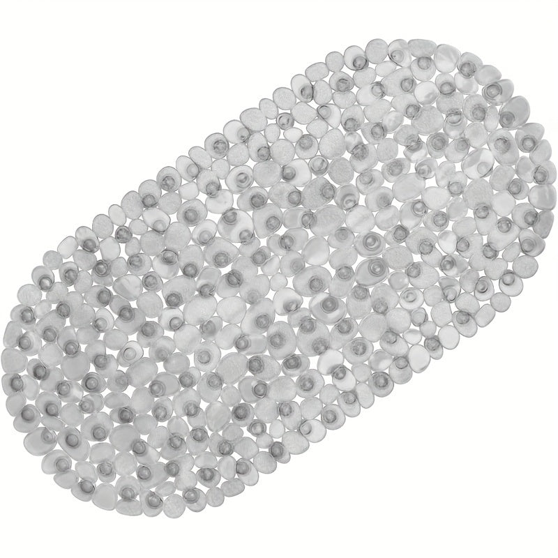 Non-Slip Bathtub Mat 27x14 Inch, Pebble Texture Suction Cup Shower Mat – Double-Sided Anti-Slip Soft PVC Tub Mat for Elderly & Kids, Machine Washable