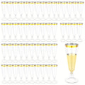 Plastic Champagne Flutes 50 Pack Gold Rim Shatterproof Reusable Wedding Party Glasses 5oz Clear PP Toasting Flute Set for Weddings Parties Buffets