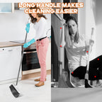 Broom and Dustpan Set 3-in-1 4-in-1 Long Handle Non-Stick Hair Foldable Rotatable Floor Sweeper for Home Office Outdoor Hardwood Tile Indoor Cleaning