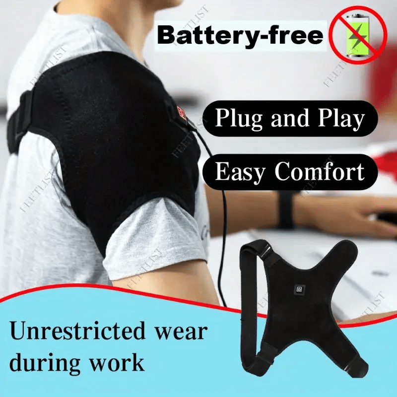 Heated Shoulder Wrap Massager with 3 Adjustable Heat Levels – Wearable Shoulder Heating Pad & Brace Support for Shoulder, Leg & Arm Warmth, Winter Comfort Gift for Parents
