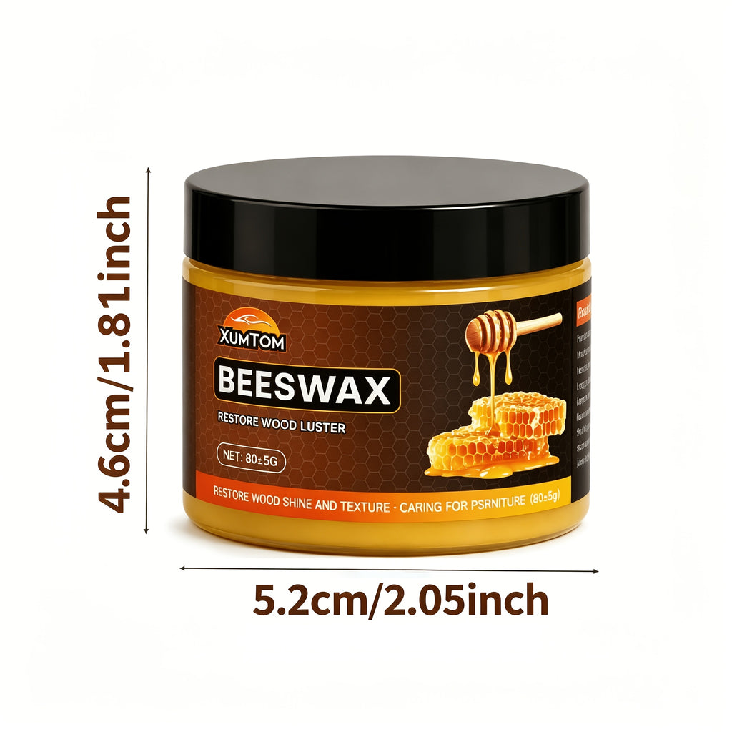 Wood Beeswax Protector Polish with Polishing Sponge – Non-Greasy Formula Boosts Gloss & Durability for Cabinets, Stairs, Cutting Boards & Hardwood Furniture