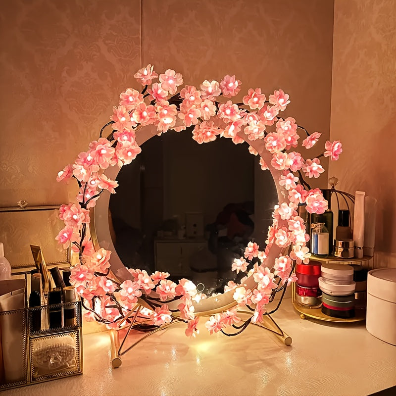 Cherry Blossom LED Chandelier Rattan Light, 96/144 LED USB Powered with 8 Modes – Hanging Flower String Light for Indoor Outdoor Holiday Party, Halloween, Christmas, Valentine’s Day & Seasonal Decor