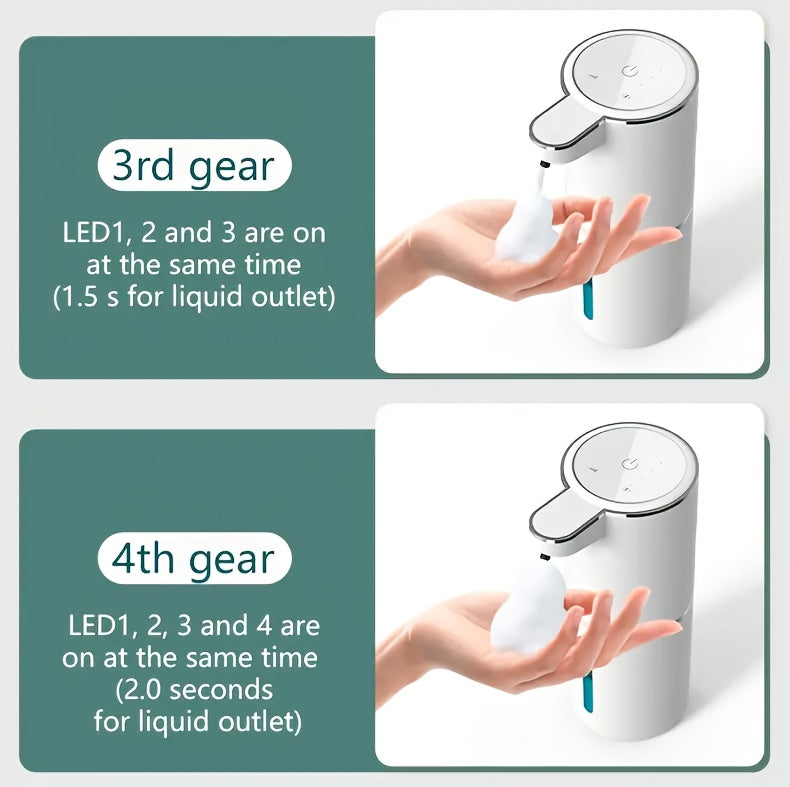 Touchless Foam Soap Dispenser Automatic USB-C Rechargeable Wall-Mounted IPX5 Waterproof 400ml with 4 Adjustable Foam Levels for Bathroom and Kitchen – No Battery Needed