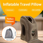 Inflatable Travel Neck Pillow for Airplane, Car & Bus – Portable Head & Lumbar Support Cushion for Sleeping | Prevents Neck & Shoulder Fatigue | Compact & Lightweight | Blue, Black, Gray