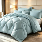 Diamond Pattern Quilt Set 2/3 Piece – Solid Color Lightweight Breathable Ultra-Fine Fiber Comforter with Pillowcases, Soft Easy Care Bedding for Bedroom & Guest Room