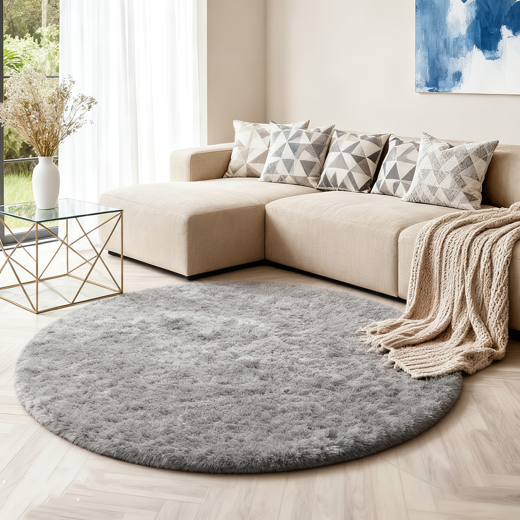 Tie Dye Round Area Rug Soft Plush Shaggy Circle Floor Mat Non-Slip for Living Room Bedroom Dorm – Boho Rainbow & Solid Colors 4x4 5x5 6x6 7x7 8x8 Ft | Home Decor Aesthetic