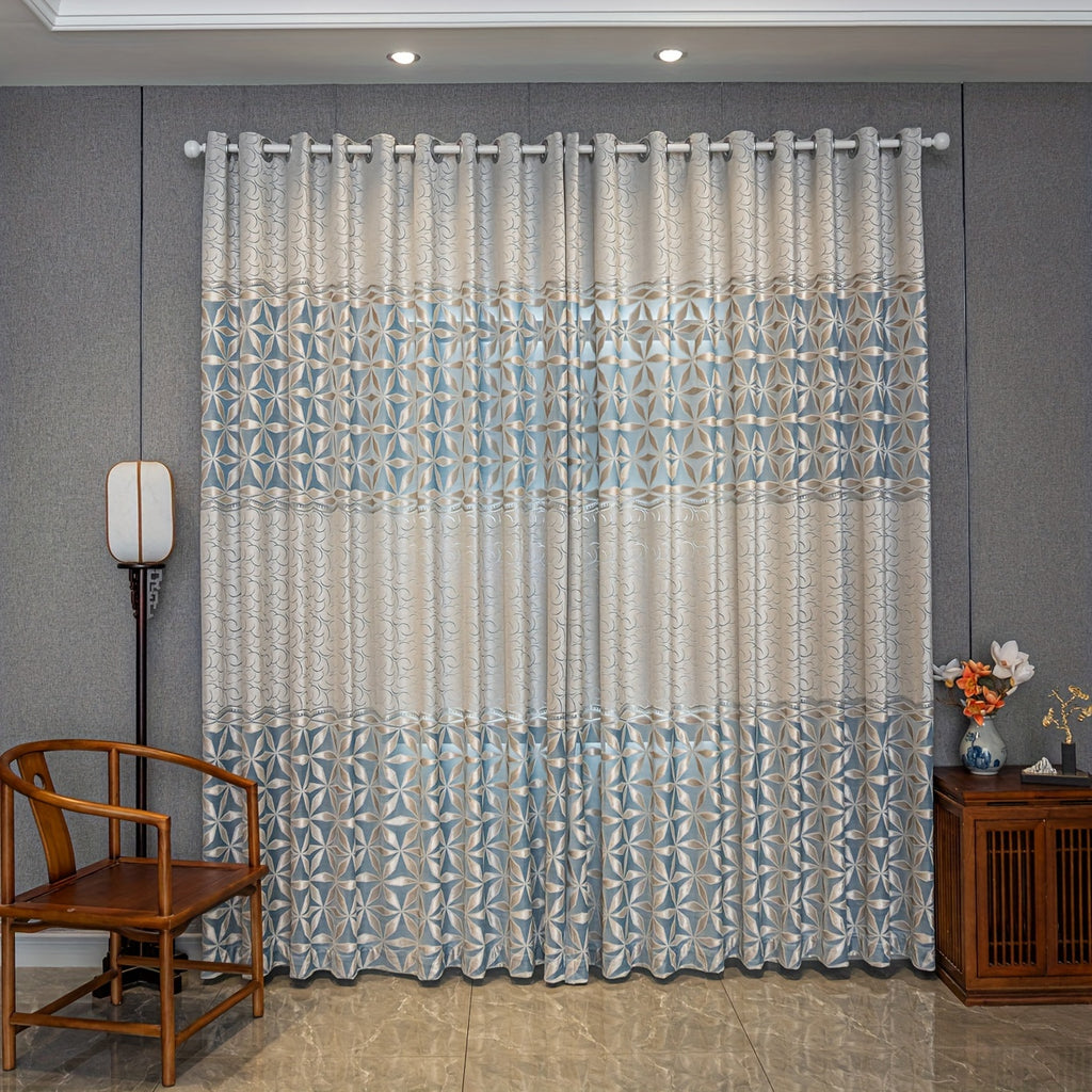 American Retro Velvet Curtains Set of 2 Panels - Semi-Sheer Contrast, Top Loop, Bedroom Living Room Study Home Decor