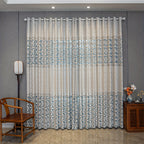 American Retro Velvet Curtains Set of 2 Panels - Semi-Sheer Contrast, Top Loop, Bedroom Living Room Study Home Decor