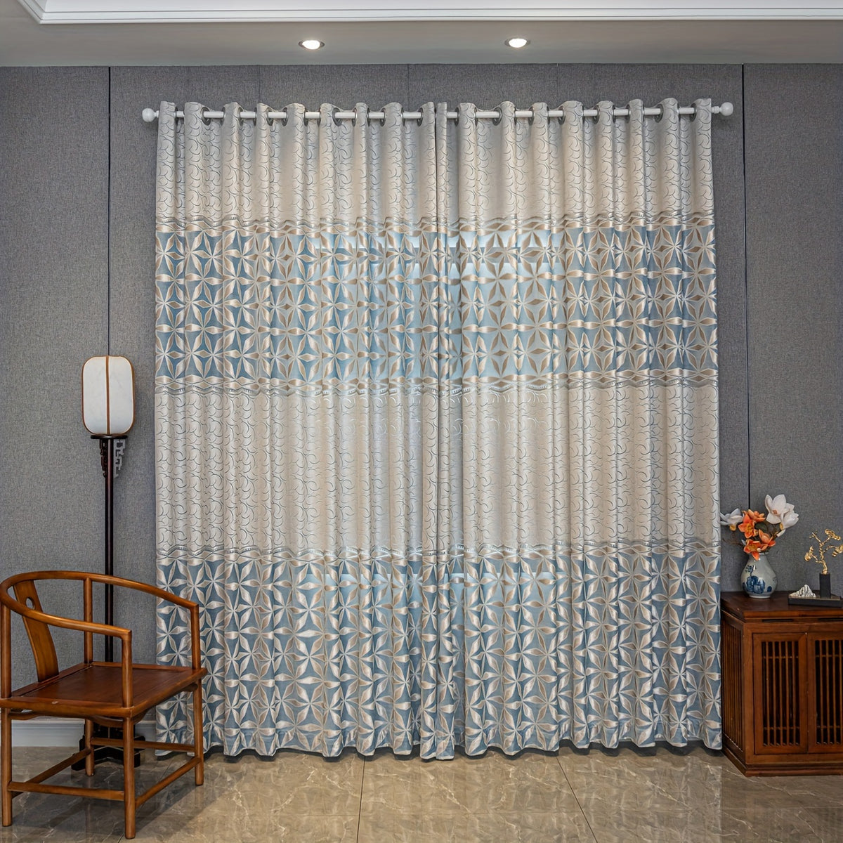 American Retro Velvet Curtains Set of 2 Panels - Semi-Sheer Contrast, Top Loop, Bedroom Living Room Study Home Decor