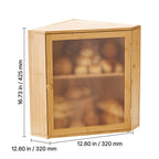 Corner Bread Box for Kitchen Counter Double Layer Bamboo Bread Storage Bin with Adjustable Divider & Acrylic Door - Space Saving Natural