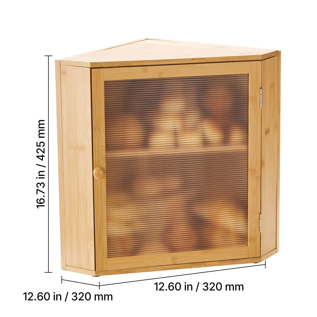 Corner Bread Box for Kitchen Counter Double Layer Bamboo Bread Storage Bin with Adjustable Divider & Acrylic Door - Space Saving Natural