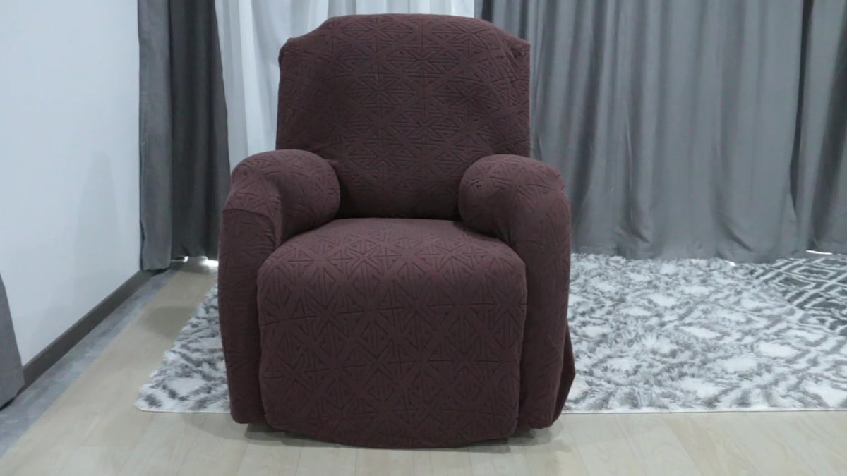 4-Piece Polyester Stretch Recliner Slipcover Set – Non-Slip Elastic Bottom Recliner Chair Cover Sofa Couch Protector for Living Room, Machine Washable Home Decor