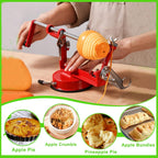 Apple Peeler Corer Slicer Spiralizer 5-in-1 Heavy Duty Cast Iron with Suction Base – Fruit & Vegetable Peeler for Apples, Potatoes & Pears, Pie Making & Thanksgiving Baking Tool