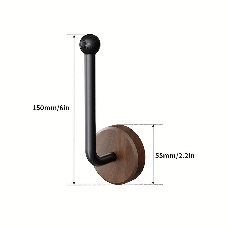 Curtain Holdbacks No Drill Wall Mounted 2 Pack Walnut Wood Base Boho Tieback for Drapes Panels Sheers – Rustic Minimalist Decor for Living Room, Bedroom & Door