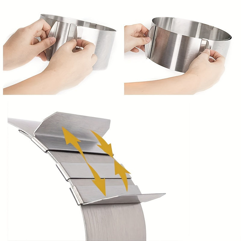 Adjustable Stainless Steel Cake Ring Mold, Set of 2 – 6.3–11.8" Expandable Mousse Ring, Heavy-Duty 400 Series, Non-Stick, for Baking Cakes, Tarts & Desserts