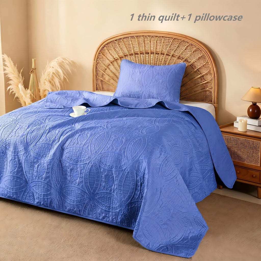 Quilted Bedspread Set Lightweight Cooling Coverlet with Pillow Shams Twin Queen King Soft Breathable Summer Bedding Set Machine Washable