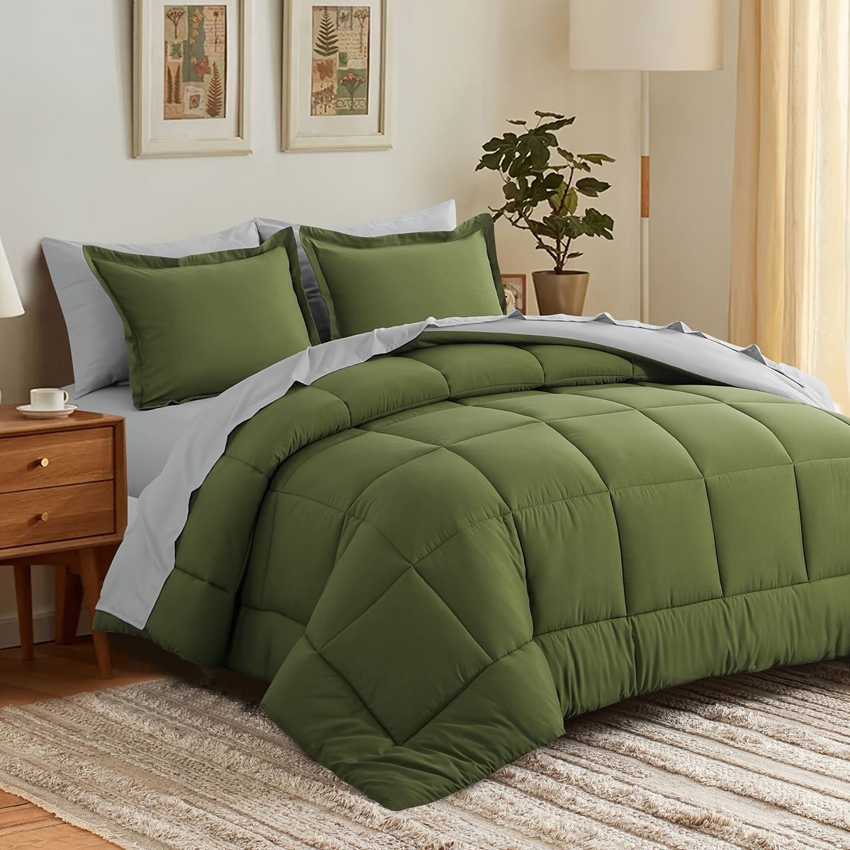Bed in a Bag Queen 7 Piece Fluffy Comforter Set – Ultra-Soft Microfiber Bedding with Comforter, Fitted Sheet, Flat Sheet & 4 Pillowcases, Hypoallergenic Breathable All Season Bedding Gift for Her