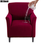 Elastic Stretch Armchair Sofa Cover, Corn Velvet Knit Non-Slip Solid Color Sofa Slipcover Protective Cover for Small Single Armrest Chair Living Room Pet-Friendly