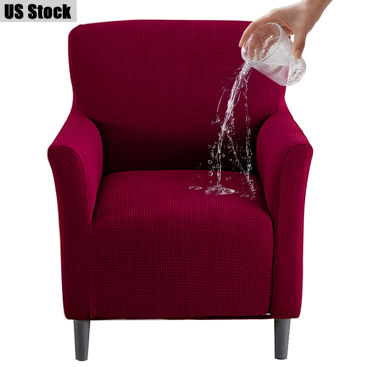 Elastic Stretch Armchair Sofa Cover, Corn Velvet Knit Non-Slip Solid Color Sofa Slipcover Protective Cover for Small Single Armrest Chair Living Room Pet-Friendly
