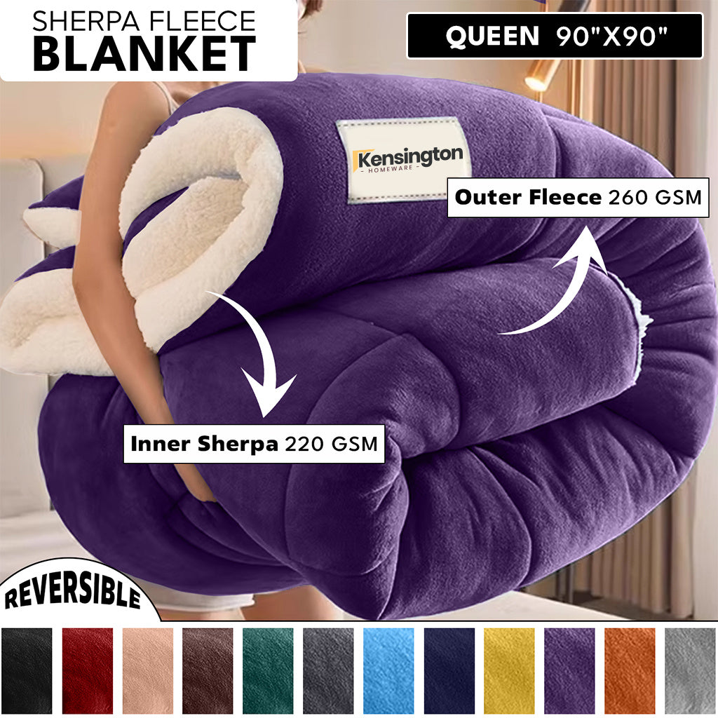 480GSM Heavy Sherpa Fleece Blanket Double-Sided Reversible Warm Throw for Couch Bed Office Travel All Season Comfort Sofa Decoration Holiday Gift