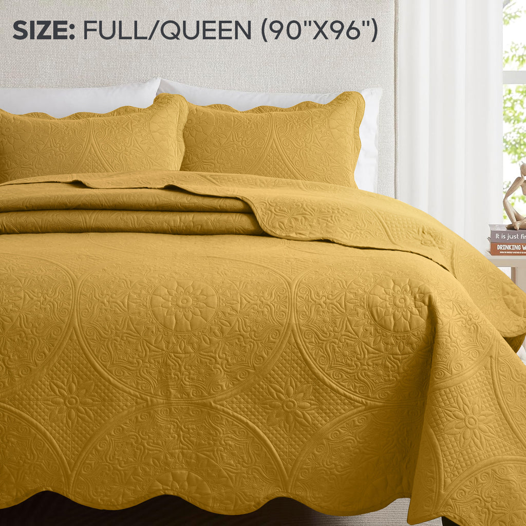 Luxury Quilted Bedspread Set 3 Piece Floral Coverlet with Pillow Shams Breathable Lightweight All Season - Twin Queen King California King 16 Colors