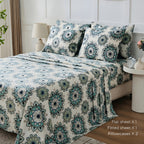 Floral Sheet Set – 4-Piece Soft Fitted & Flat Sheets with Pillowcases, Wrinkle-Resistant Bedding