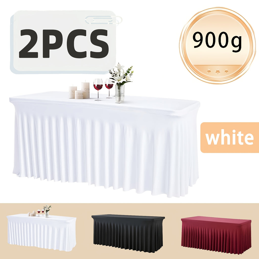 Rectangle Tablecloth with Skirt Wrinkle-Resistant Table Cover for Weddings Birthdays Graduations Black White Red 1 2 4 8 Pcs