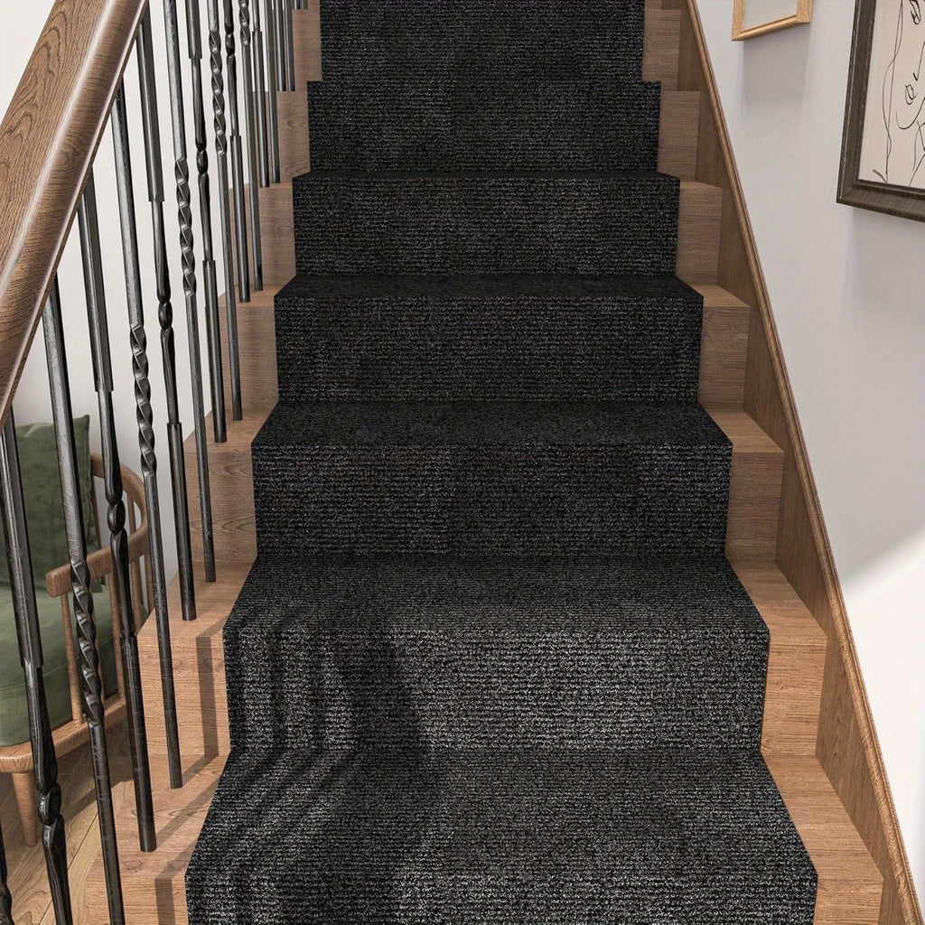Non-Slip Striped Runner Mat – Self-Adhesive Trimmable Polyester Carpet for Hallway, Kitchen, Stairs, Garage & Patio | 5 Colors, 4 Sizes
