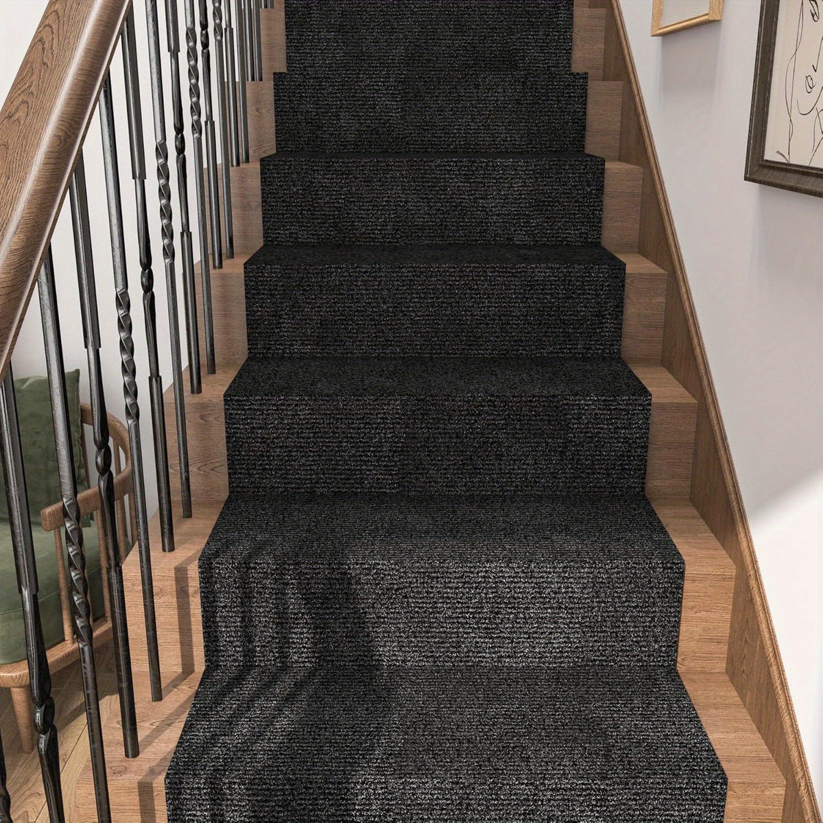 Non-Slip Striped Runner Mat – Self-Adhesive Trimmable Polyester Carpet for Hallway, Kitchen, Stairs, Garage & Patio | 5 Colors, 4 Sizes