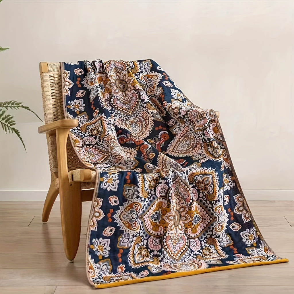Printed Cotton Bath Towel 31x63 Inch - Soft Quick-Dry Absorbent 100% Cotton Towel, No Pilling No Shedding, Boho Patterns for Home and Beach Use