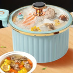 Cast Iron Enamel Dutch Oven 2.64 Gallon with Locking Lid Non-Stick Heavy Duty Soup Pot for Meal Prep - White & Blue