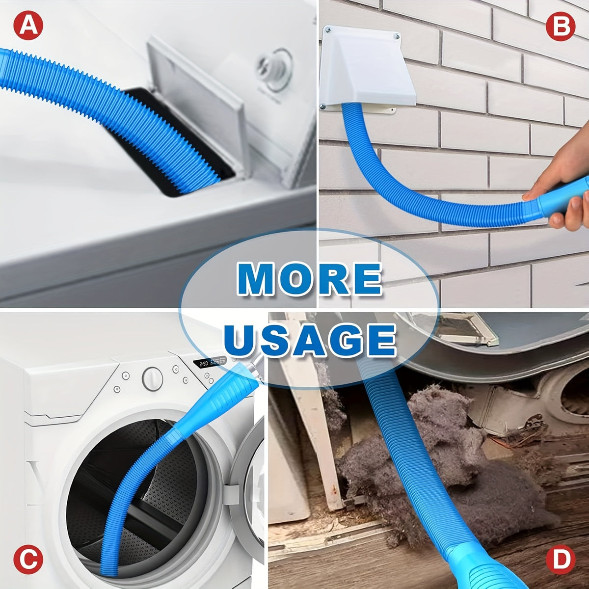 Dryer Vent Cleaning Kit with Flexible Vacuum Hose & Lint Brush Set – Fits Most Vacuums, Removes Lint Buildup Fast, Essential Home Laundry Maintenance Tool for Fire Safety
