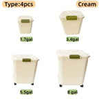 Large Capacity Rice Storage Box with Lid & Universal Wheels – Sealed PP Cereal Container, Movable Kitchen Pantry Storage, 2-Pack or 4-Pack (11–55 lbs)