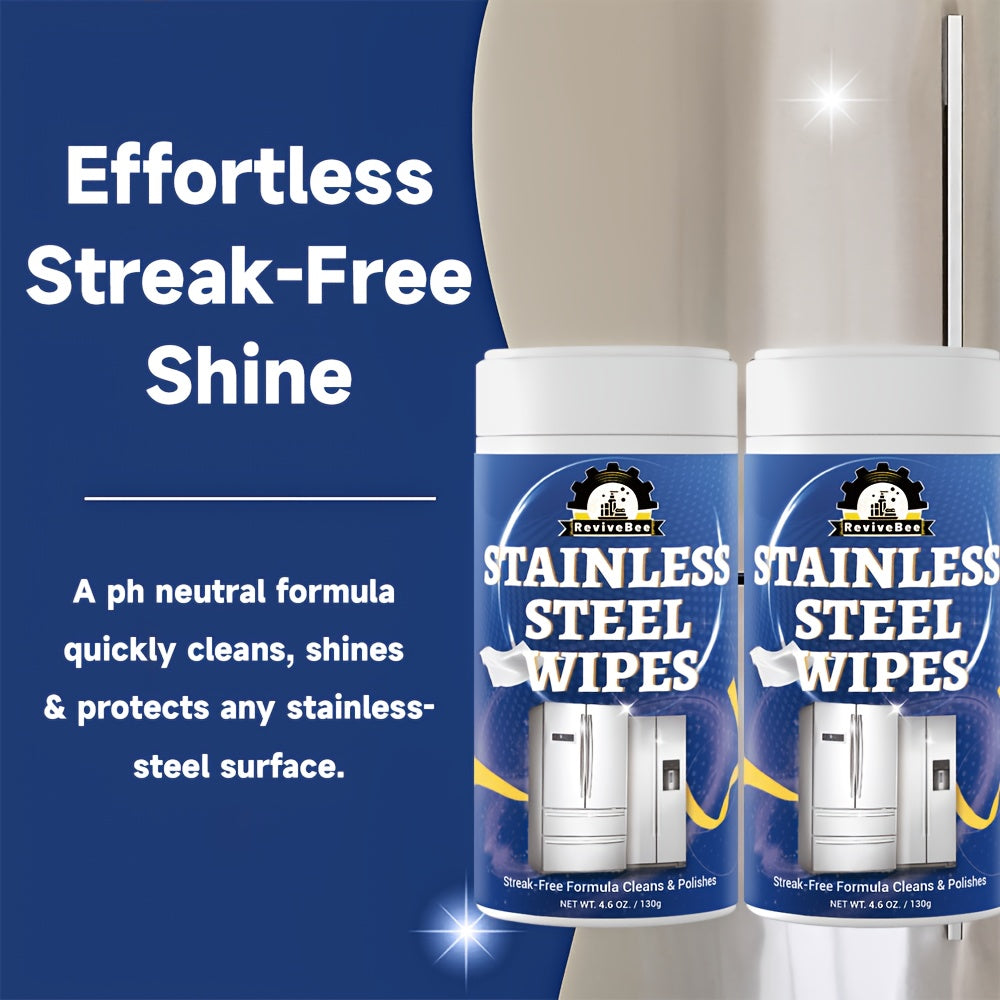 Stainless Steel Cleaning Wipes for Kitchen, Citric Acid Formula Deep Cleans Grease & Grime from Appliances, Sinks & Fixtures, Gentle on Hands Quick Kitchen Cleaning Wipes