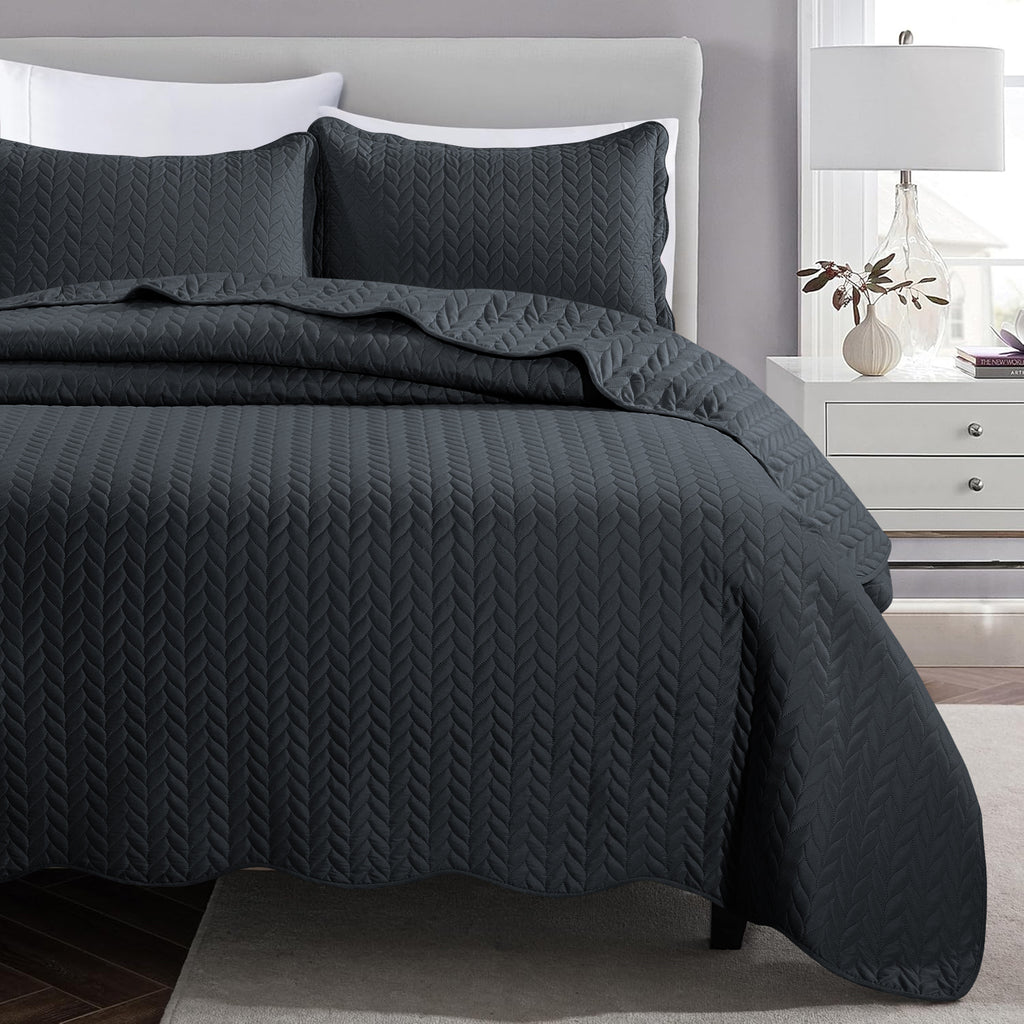 Microfiber Quilt Bedspread Set All Season Lightweight – Soft Breathable Quilted Coverlet Twin Full Queen King 16 Colors Machine Washable