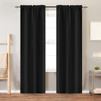 Room Darkening Curtains 2 Panels Triple Weave for Bedroom & Living Room – Thermal Insulated, Noise Reducing, Rod Pocket Solid Color Drapes