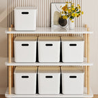 13-Inch Square Plastic Storage Bins 4-Pack with Handles Lid & No-Lid Options White Wardrobe Storage Box Set for Clothes Tools Closet Shelves – Premium Home Organization Containers