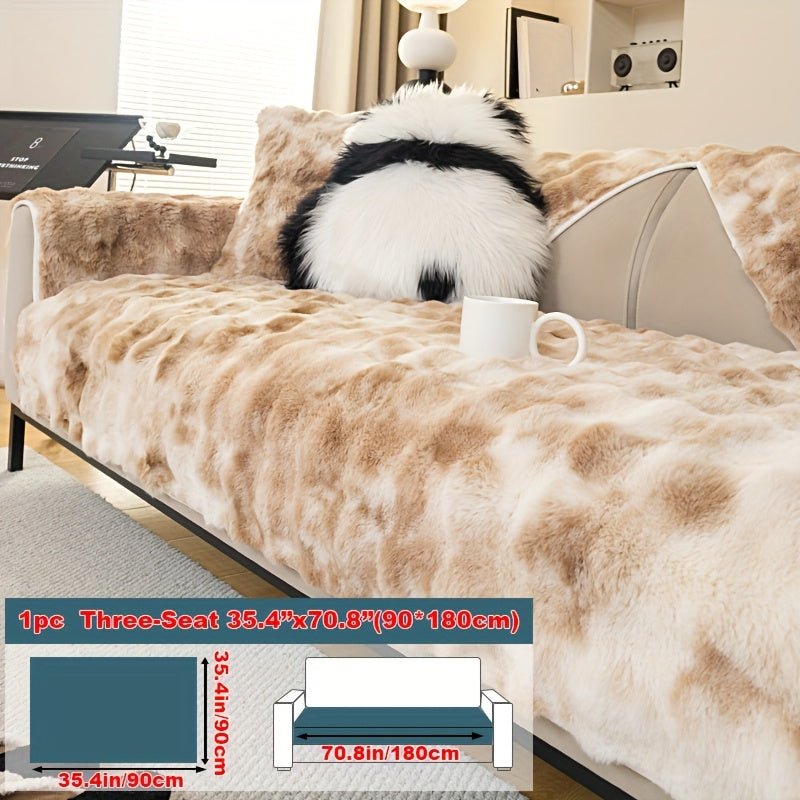 Plush Gradient Velvet Sofa Cover 450-500gsm Super Soft Warm Winter Pet Friendly Non-Slip Machine Washable Modern Style 1 2 3 4 Seater Living Room Couch Protector