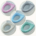 Soft Toilet Seat Cover Set 5 Pcs, 12-Inch Fabric Lid & Tank Cover, All-Inclusive Machine Washable Design, Skin-Friendly Elastic Fit for Standard Toilets – Beige, Gray, Green, Blue, Pink