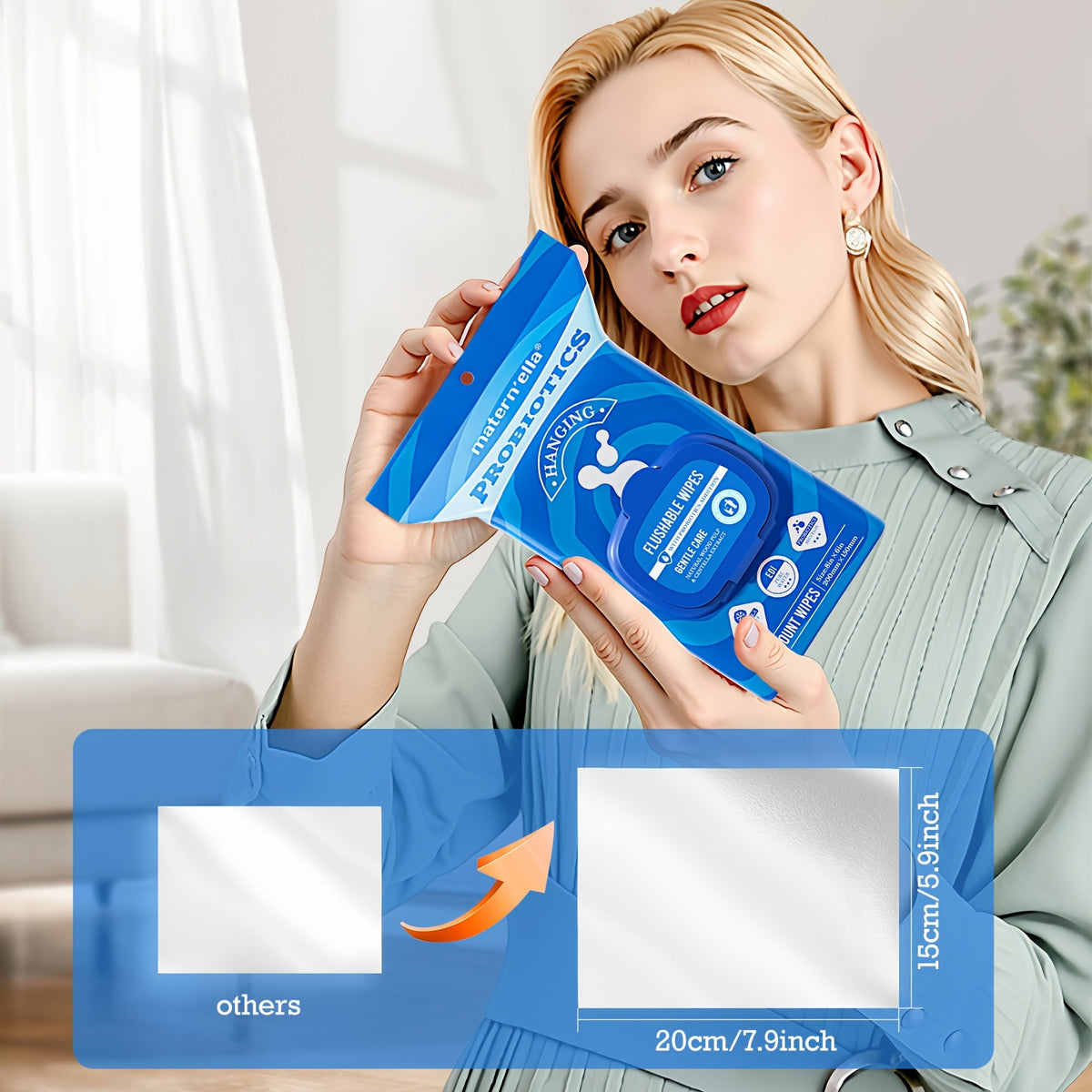 Flushable Wet Wipes with Probiotics, Plant-Based Fibers Fragrance-Free Sewer-Safe Butt Wipes, Soft Thick Disposable Personal Care Wipes for Adults, Incontinence & Sensitive Skin, Multi-Pack