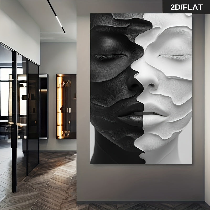 Abstract Dual Face Framed Canvas Wall Art - Modern Art Print for Home, Bar, Cafe, Office, Bedroom Decor, Unique Halloween Christmas Gift for Young Adults