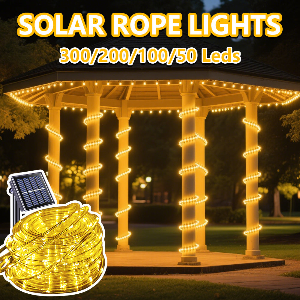 Solar String Lights Outdoor 36FT 100 LED with 8 Lighting Patterns, Waterproof Solar Powered Fairy Lights for Patio, Garden, Trail, Pool, RV, Aquarium, Christmas & Halloween Decoration, Multicolor Warm White