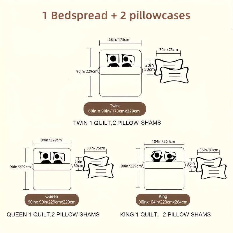 Quilted Bed Cover Set 3 Piece Patchwork Dog Print Quilt with 2 Pillowcases Ultra Soft All-Season Comforter Set Twin Full Queen King